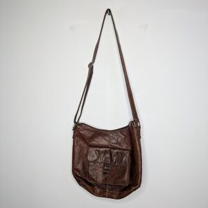 Jack Georges Brown Leather Crossbody Bag Purse